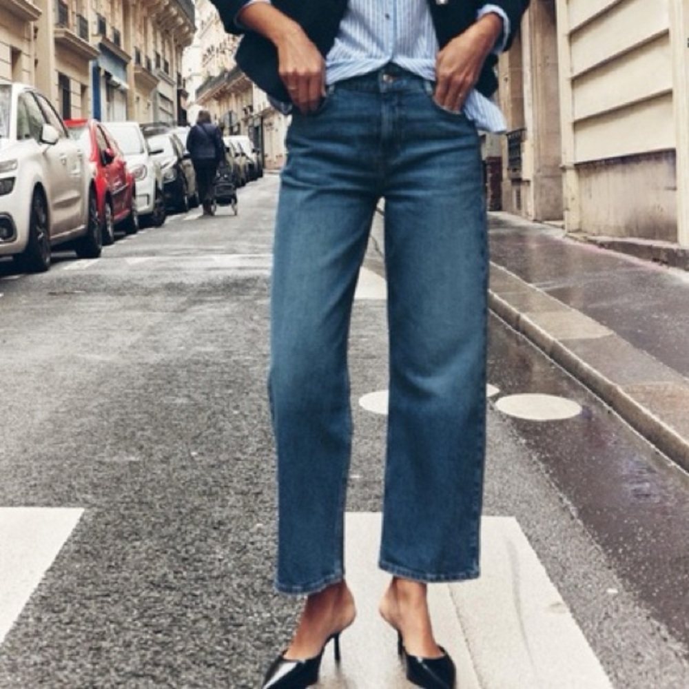 ZARA HIGH WAIST ANKLE LENGTH Z1975 STRAIGHT LEG JEANS